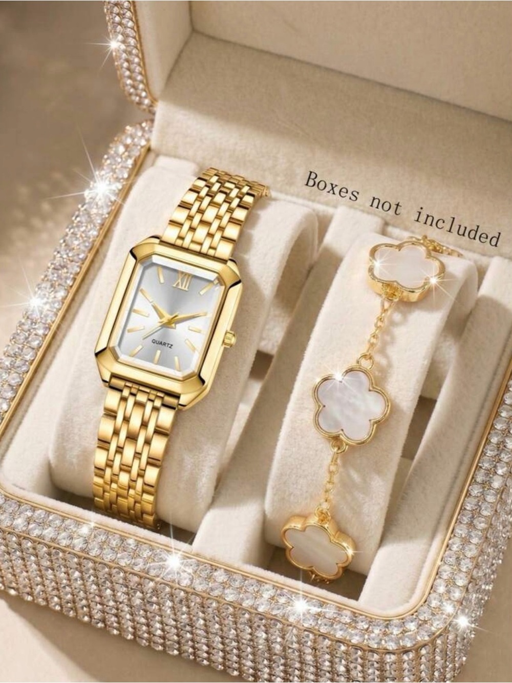 Gold-Tone Women's Bracelet Watch with Mother-of-Pearl Dial